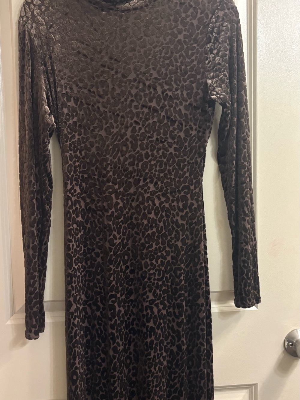 naked wardrobe Brown Velvet Leopard-Print Long Sleeve Maxi Dress - Picture 3 of 6